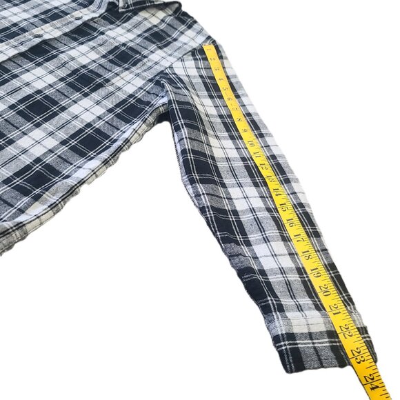 LL BEAN Women's Petite Medium Black & White Button Down Flannel 100% Cotton - Picture 14 of 16